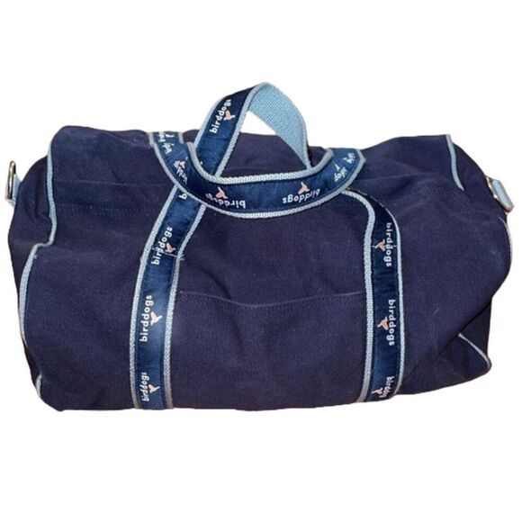 Birddogs Navy Blue Cotton Canvas Gym Duffle Bag 16x11 Preppy Travel - Picture 1 of 11